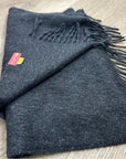 KUNA 100% Baby Alpaca Fringe Charcoal Gray Tassel Scarf