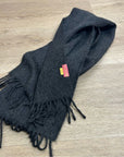 KUNA 100% Baby Alpaca Fringe Charcoal Gray Tassel Scarf