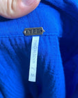 YFB 100% Cotton Gauze Royal Blue Button Down Shirt Dress