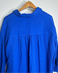YFB 100% Cotton Gauze Royal Blue Button Down Shirt Dress