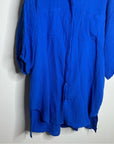 YFB 100% Cotton Gauze Royal Blue Button Down Shirt Dress