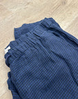 Eileen Fisher 100% Organic Linen Blue Black Checkered Pull on Drawstring Pant