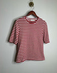 AG 100% Cotton Red Striped Short Sleeve Crew Neck T- Shirt