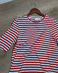 AG 100% Cotton Red Striped Short Sleeve Crew Neck T- Shirt