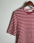 AG 100% Cotton Red Striped Short Sleeve Crew Neck T- Shirt