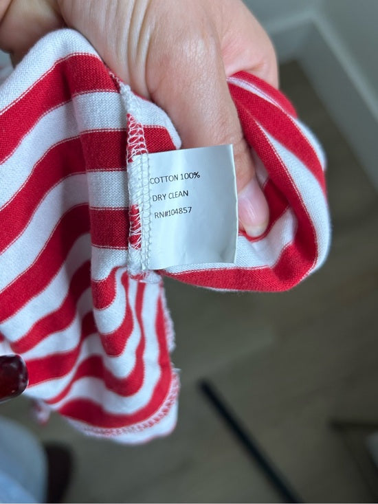 AG 100% Cotton Red Striped Short Sleeve Crew Neck T- Shirt