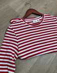 AG 100% Cotton Red Striped Short Sleeve Crew Neck T- Shirt