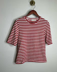 AG 100% Cotton Red Striped Short Sleeve Crew Neck T- Shirt