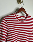 AG 100% Cotton Red Striped Short Sleeve Crew Neck T- Shirt