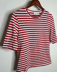 AG 100% Cotton Red Striped Short Sleeve Crew Neck T- Shirt