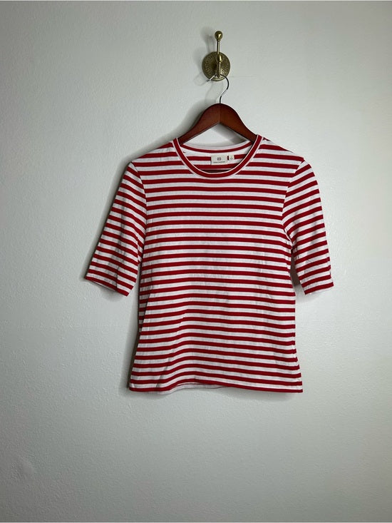 AG 100% Cotton Red Striped Short Sleeve Crew Neck T- Shirt