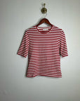 AG 100% Cotton Red Striped Short Sleeve Crew Neck T- Shirt