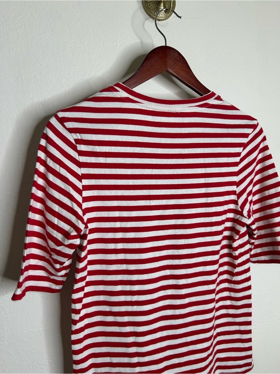 AG 100% Cotton Red Striped Short Sleeve Crew Neck T- Shirt