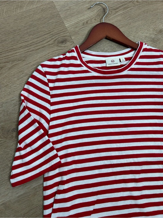 AG 100% Cotton Red Striped Short Sleeve Crew Neck T- Shirt