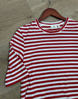 AG 100% Cotton Red Striped Short Sleeve Crew Neck T- Shirt