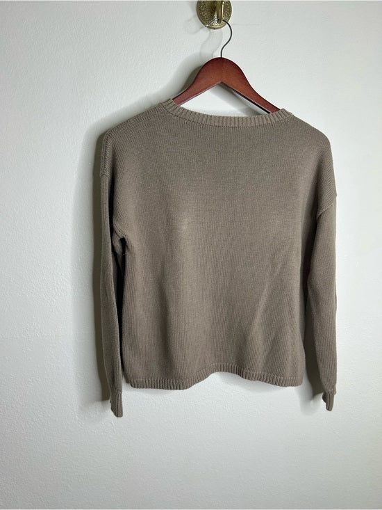 Eileen Fisher Eileen Fisher 100% Organic Cotton Tan Neutral Textured Knit Pullover Sweater - Cotton