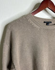 Eileen Fisher 100% Organic Cotton Tan Neutral Textured Knit Pullover Sweater