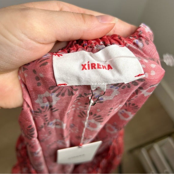 Xirena Floral Cotton Silk Blend Belted Floral Jia Mini Dress