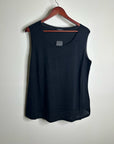 Lafayette 148 Silk Cotton Knit Black Scoop Neck Shell Tank