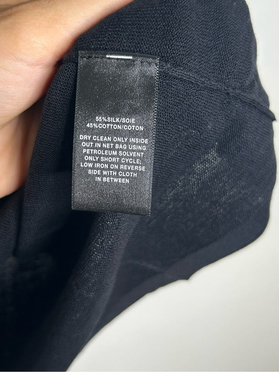 Lafayette 148 Silk Cotton Knit Black Scoop Neck Shell Tank