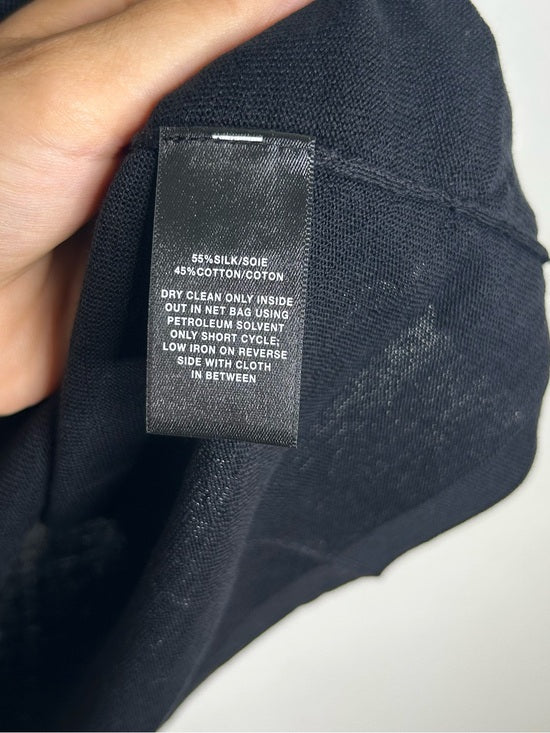 Lafayette 148 Silk Cotton Knit Black Scoop Neck Shell Tank