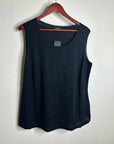 Lafayette 148 Silk Cotton Knit Black Scoop Neck Shell Tank