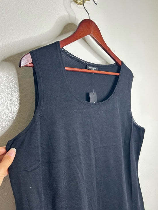 Lafayette 148 Silk Cotton Knit Black Scoop Neck Shell Tank