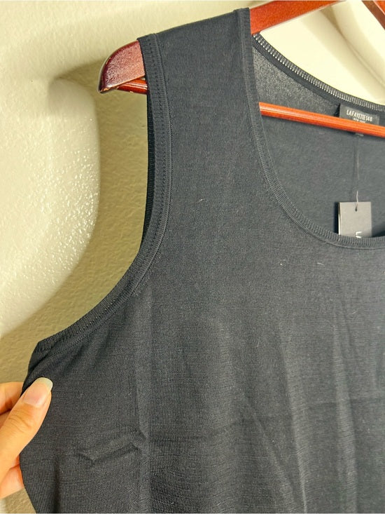 Lafayette 148 Silk Cotton Knit Black Scoop Neck Shell Tank