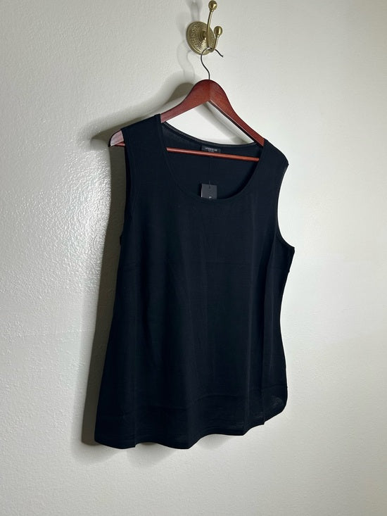Lafayette 148 Silk Cotton Knit Black Scoop Neck Shell Tank