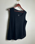 Lafayette 148 Silk Cotton Knit Black Scoop Neck Shell Tank
