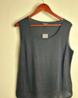 Lafayette 148 Silk Cotton Knit Black Scoop Neck Shell Tank