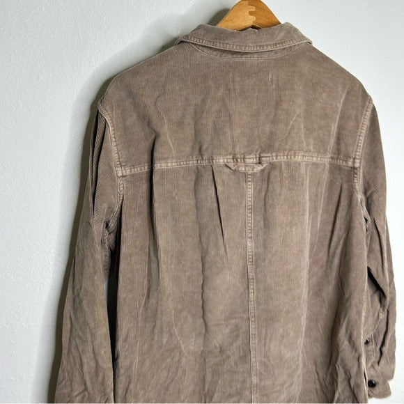 Outerknown 100% Organic Cotton Tan Brown Corduroy Button Down Shirt Dress