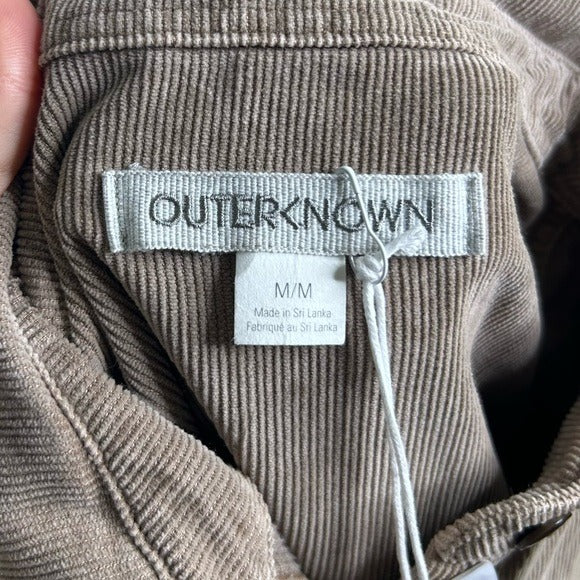 Outerknown 100% Organic Cotton Tan Brown Corduroy Button Down Shirt Dress