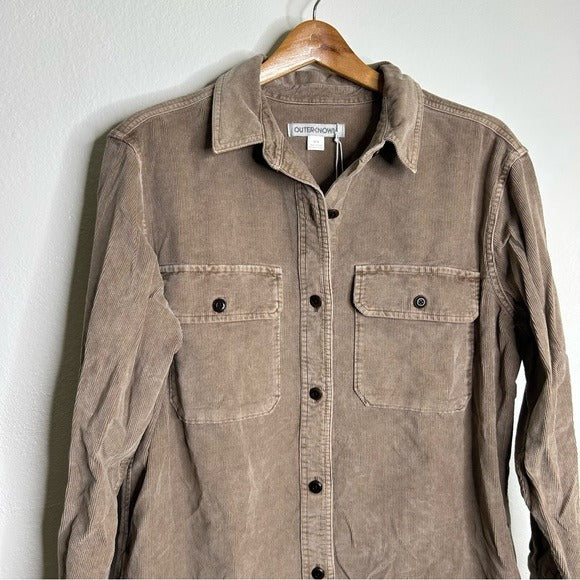 Outerknown Outerknown 100% Organic Cotton Tan Brown Corduroy Button Down Shirt Dress - Cotton