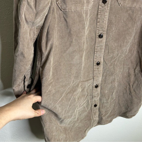 Outerknown Outerknown 100% Organic Cotton Tan Brown Corduroy Button Down Shirt Dress - Cotton