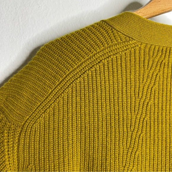 Rag &amp; Bone 100% Cashmere Thick Textured Knit Boyfriend Cardigan Mustard Yellow