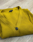 Rag & Bone 100% Cashmere Thick Textured Knit Boyfriend Cardigan Mustard Yellow