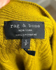 Rag & Bone 100% Cashmere Thick Textured Knit Boyfriend Cardigan Mustard Yellow