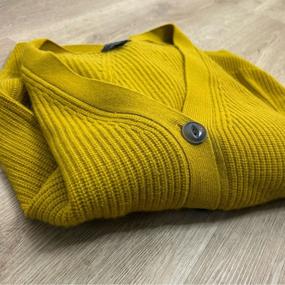 Rag &amp; Bone 100% Cashmere Thick Textured Knit Boyfriend Cardigan Mustard Yellow