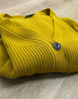 Rag & Bone 100% Cashmere Thick Textured Knit Boyfriend Cardigan Mustard Yellow