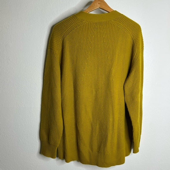 Rag &amp; Bone 100% Cashmere Thick Textured Knit Boyfriend Cardigan Mustard Yellow