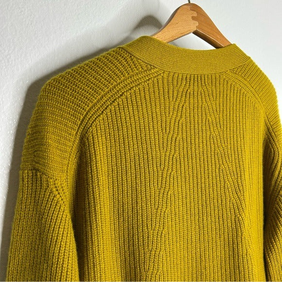 Rag &amp; Bone 100% Cashmere Thick Textured Knit Boyfriend Cardigan Mustard Yellow