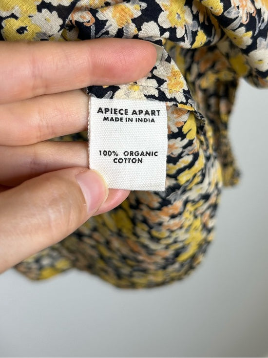Apiece Apart 100% Organic Cotton Floral Poplin Button Down Blouse