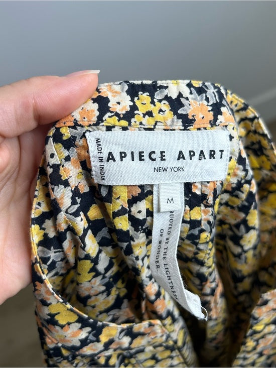 Apiece Apart 100% Organic Cotton Floral Poplin Button Down Blouse