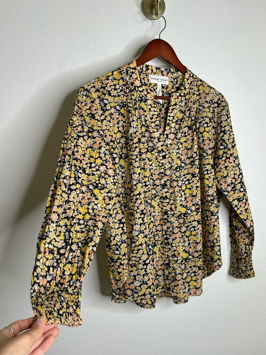 Apiece Apart 100% Organic Cotton Floral Poplin Button Down Blouse