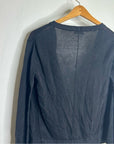Garnet Hill 100% Linen Knit Lightweight Slouchy Black Button Down Cardigan
