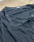 Garnet Hill 100% Linen Knit Lightweight Slouchy Black Button Down Cardigan