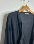 Garnet Hill 100% Linen Knit Lightweight Slouchy Black Button Down Cardigan