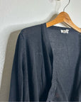 Garnet Hill 100% Linen Knit Lightweight Slouchy Black Button Down Cardigan