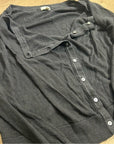 Garnet Hill 100% Linen Knit Lightweight Slouchy Black Button Down Cardigan